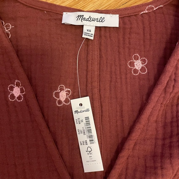 NWT Madewell Mahogany Lightspun Maira Wrap Top - Picture 9 of 10